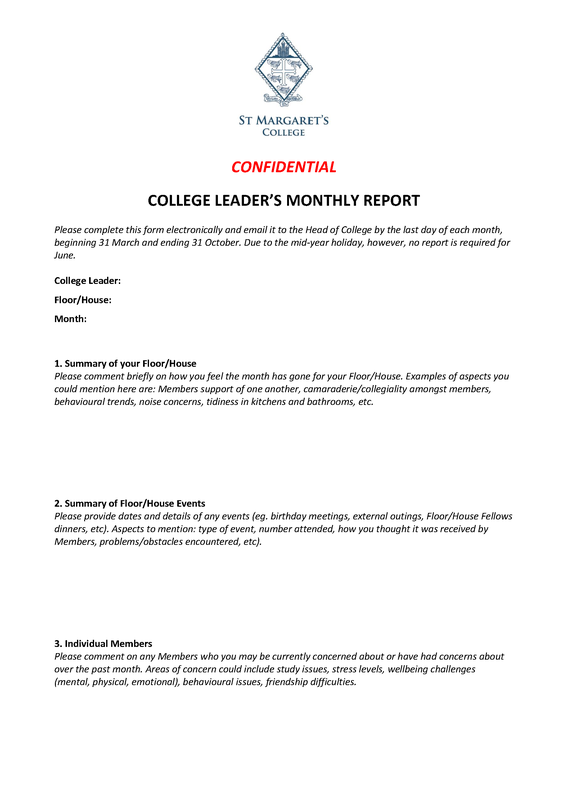 Monthly Report Template page 1